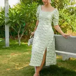 pinacolada Women Square-Neck Dress with Puff Sleeves-picture-21