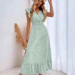 yuniqee Women Printed V-Neck Fit & Flare Dress  image 1