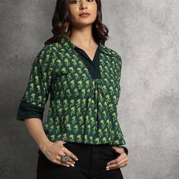 indie picks Nashpal Dye & Double Dabu Print  Relaxed Fit Top-picture-2