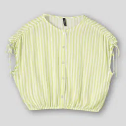 rio girls Girls Striped Relaxed Fit Top with Tie-Up-picture-3