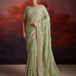 svaraa Women Embroidered Saree with Contrast Border-picture-35