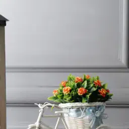 Artificial Rickshaw Plant with Shamrock Leaves and Orange Roses-image-18