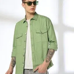 lee cooper Men Oversized Shirt with Flap Pockets-picture-20