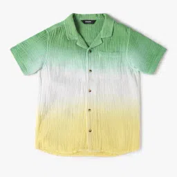yousta Boys Ombre-Dyed Boxy Fit Cotton Shirt with Patch Pocket image 1