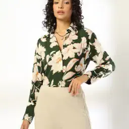fig Women Floral Print Relaxed Fit Satin Shirt-picture-19