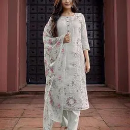 royal export x ag Women Embroidered Straight Kurta & Pants with Dupatta Set-picture-48