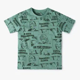 yousta Boys Printed Regular Fit Crew-Neck T-Shirt image 1