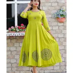 taranjal Women Block Print Round-Neck Gown-picture-30