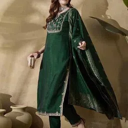 svaraa Women Embroidered Straight Kurta Suit Set-picture-31