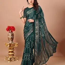 griva designer Women Chiffon Bandhani Saree image 1