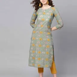 ahika Geometric Print Round-Neck Straight Kurta-picture-41