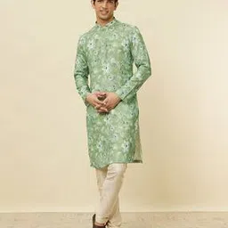 manyavar Men Floral Print Regular Fit Kurta with Insert Pocket-picture-13