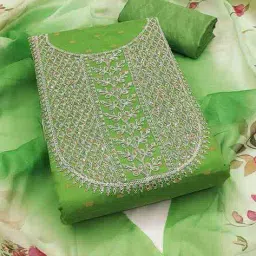 svaraa Women Embroidered 3-Piece Unstitched Dress Material image 1