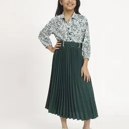 zwerlon x ag Girls Printed Accordion Pleated A-Line Dress-picture-48