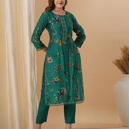 fashor Floral Print Straight Kurta with Pants-picture-43