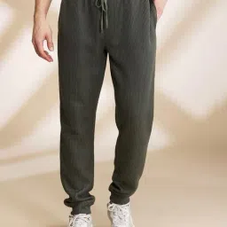 being human Men Joggers with Elasticated Drawstring Waist image 1
