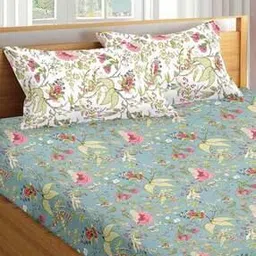 trance home linen 150 TC Floral Print King-Size Bedsheet with Pillow Covers-picture-13
