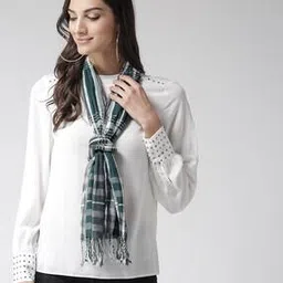 style quotient Checked Stole with Fringes-picture-43