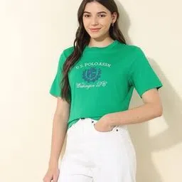 u.s. polo assn. Women Typographic Print Crew-Neck T-Shirt-picture-36