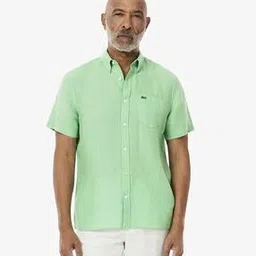 lacoste Men Regular Fit Button-Down-Collar Linen Shirt-picture-22