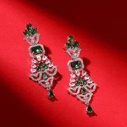 priyaasi Silver-Plated Stone-Studded Drop Earrings-picture-13