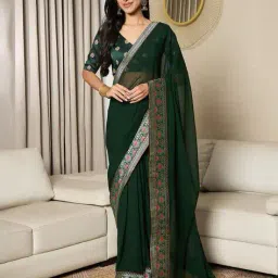 saree mall Women Woven Saree with Contrast Border image 1