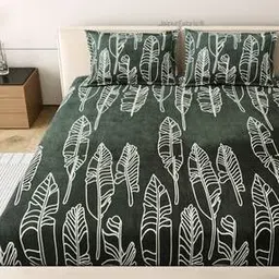 jaipur fabric 250 TC Leaf Print Double King Size Bedsheet with Pillow Covers-picture-41