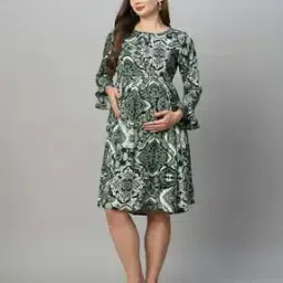 momtobe Women Printed Fit and Flare Maternity Dress-picture-22