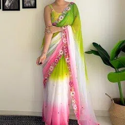 ri-wah Women Embroidered Saree with Contrast Border-picture-23