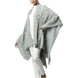 Front Open Knitted Long Cape-image-36