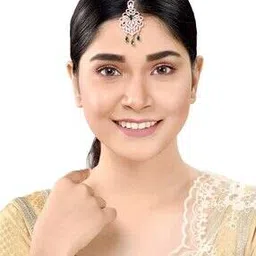 saraf rs jewellery Rose Gold Plated White AD studded Floral Mang Tikka-picture-44