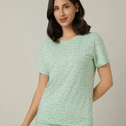 amante Women Floral Print Round-Neck T-Shirt with Short Sleeves-picture-47