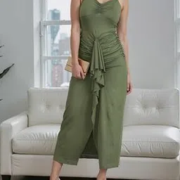 Shein Tie-Up Halter Neck Ruffle Detail Split Dress-picture-38