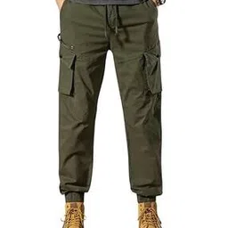 poshax Men Relaxed Fit Cargo Jogger Pants with Insert Pockets-picture-27