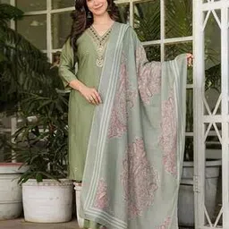 fabnex Women Embroidered Straight Kurta with Pants & Dupatta-picture-14