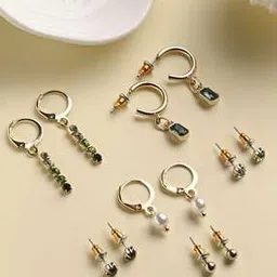 accessorize london Set of 6 Women Stone-Studded Hoop Earrings-picture-38