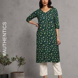 indie picks Indigo Nashpal Dyed Dabu Print Straight Kurta-picture-15