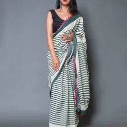 indie picks Striped Pure Cotton Saree-picture-43