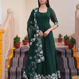 warthy ent Women Embroidery Semi-stitched Anarkali Dress Material-picture-25