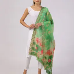 kaizen texo fab Women Floral Print Dupatta with Scallop Border-picture-11