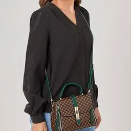 styli Twist Lock Pattern Print Flap Over Satchel Bag-picture-28