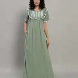 sephani Women Cotton Nighti with Lace Details-picture-14