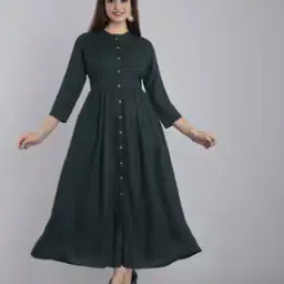 glam roots Fit & Flare Dress with Mandarin Collar-picture-32