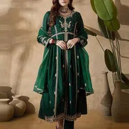 kvs fab Women Embroidered A-Line Kurta Set with Dupatta-picture-28