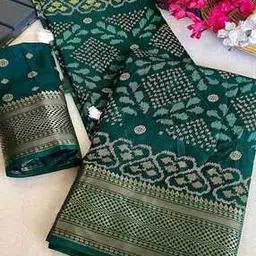 peachmode Women Ikat Print Saree with Contrast Border-picture-20