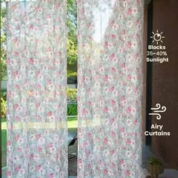 urban space Pack of 2 Floral Print Sheer Long Door Curtains-picture-40