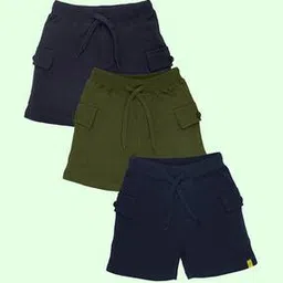 kiddopanti Boys Pack of 3 Regular Fit Cargo Shorts-picture-43