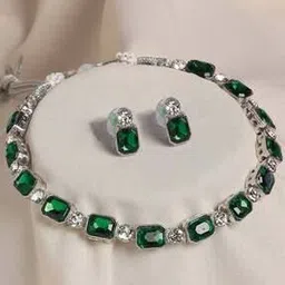 oomph Women Silver-Plated Necklace & Earrings Set-picture-51