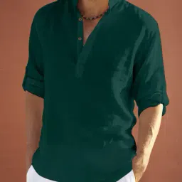 finivo Men Regular Fit Kurta with Mandarin-Collar image 1