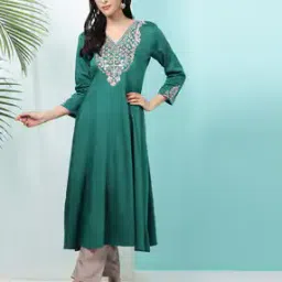Women Embroidered No Darts Flared Kurta-picture-49